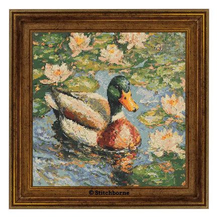 Kreuzstichmuster "Ente im Teich"